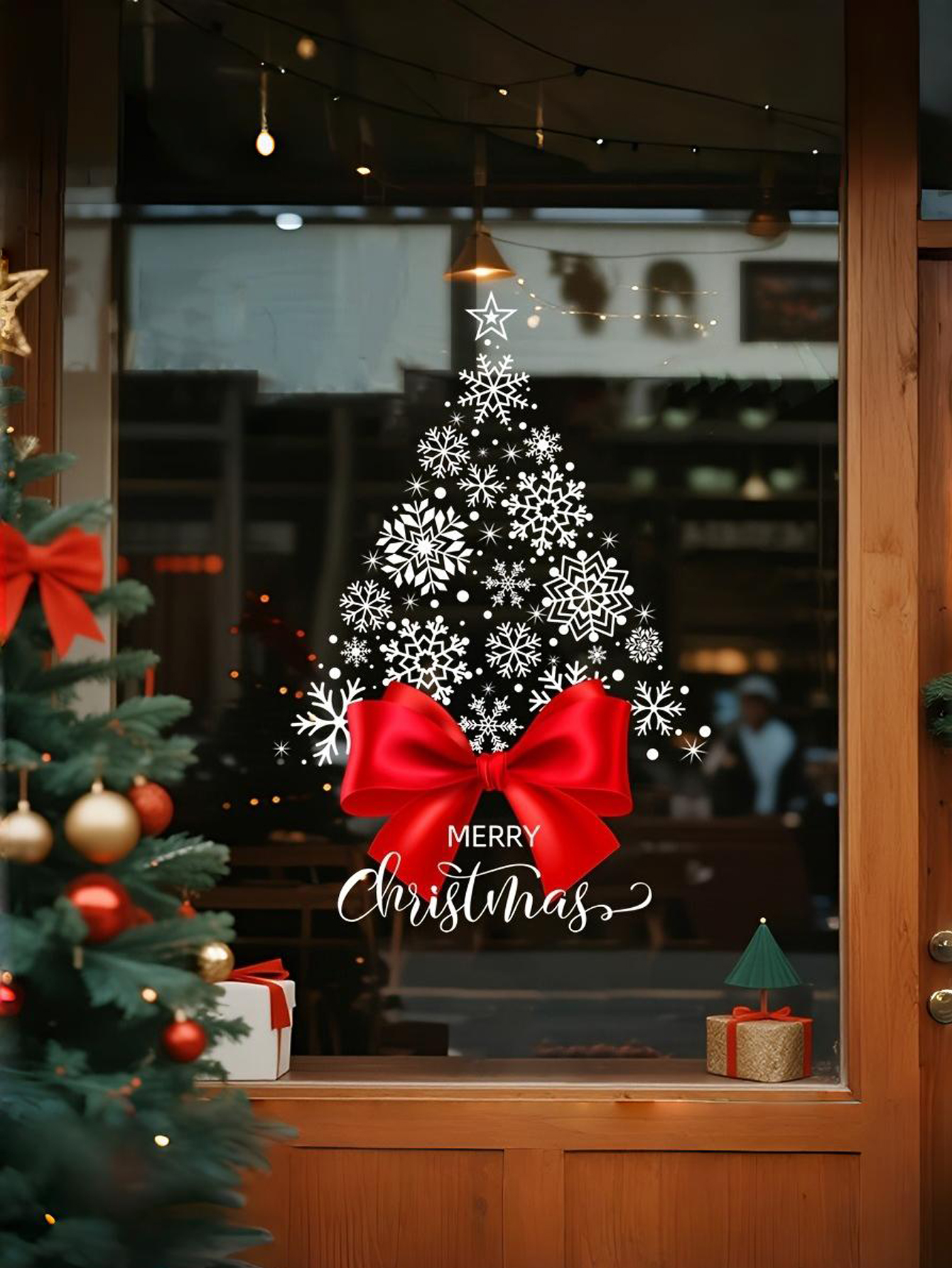 Customizable Snowflake Christmas Tree Sticker